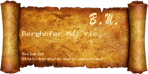 Berghofer Móric névjegykártya